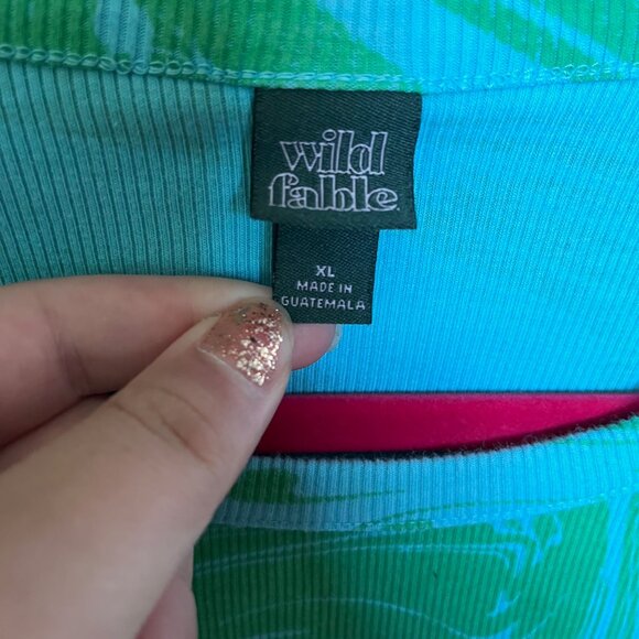 Wild Fable Green and Blue Swirl Pattern Tee - Picture 3 of 3